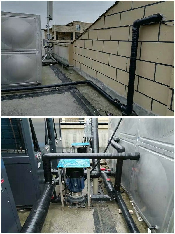 貴州道真職業高中40噸草莓视频黄色成人（草莓视频导航APP草莓视频下载安装熱泵20匹機3台+40噸保溫水箱）
